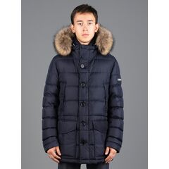 Длинный зимний мужской пуховик с мехом Graper Blue, Цвет: Темно-синий, Размер: 48
