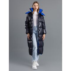 Длинный женский пуховик Bridе, Цвет: Темно-синий, Размер: 40