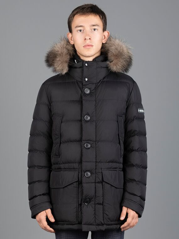 Длинный зимний мужской пуховик с мехом Graper Black, Цвет: Черный, Размер: 50